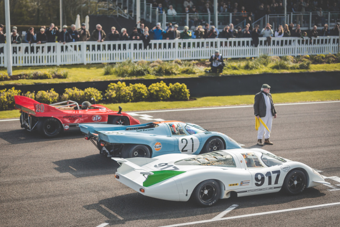 Five Porsche 917s at Goodwood Members Meeting