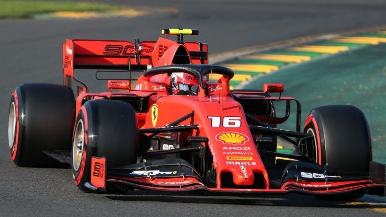 Charles Leclerc in his 2019 Ferrari Formula 1 car.