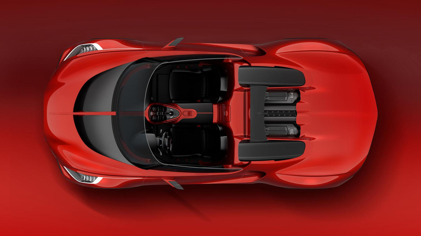 Top-down view of the Veyron Barchetta showing the passenger cabin.