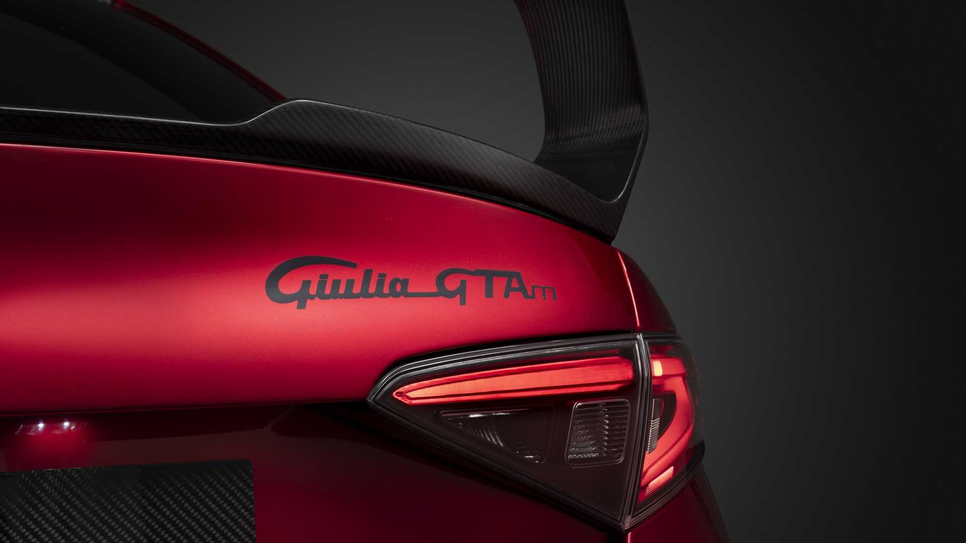Badging on the back of the Giulia GTAm.