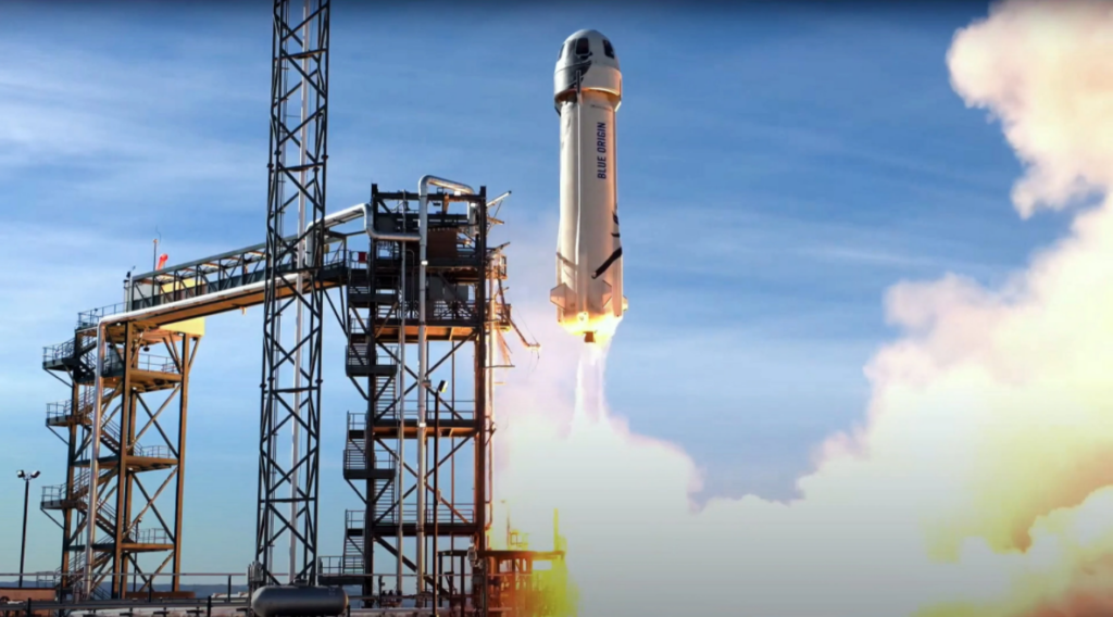 Blue Origin test flight launched Jan. 14, 2021, captured from video.