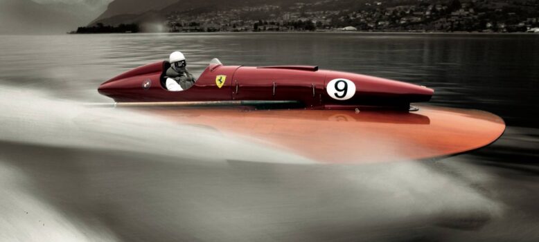 Ferrari San Marco Hydroplane|Count Guido Monzino the Mountaineer|Ferrari San Marco Hydroplane Cockpit|Ferrari San Marco Hydroplane Engine Compartment|Ferrari V12 Hydroplane on Crane|